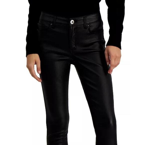 INC International Concepts Womens Mid-Rise Coated Skinny Jeans Black 10/30 $70 - Picture 4 of 8